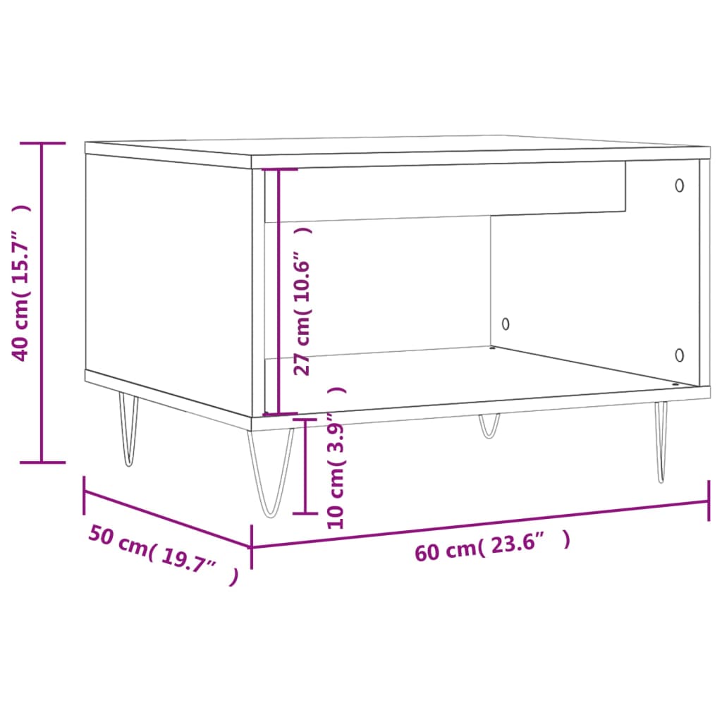 Table basse gris béton 60x50x40 cm bois d’ingénierie - Tables basses