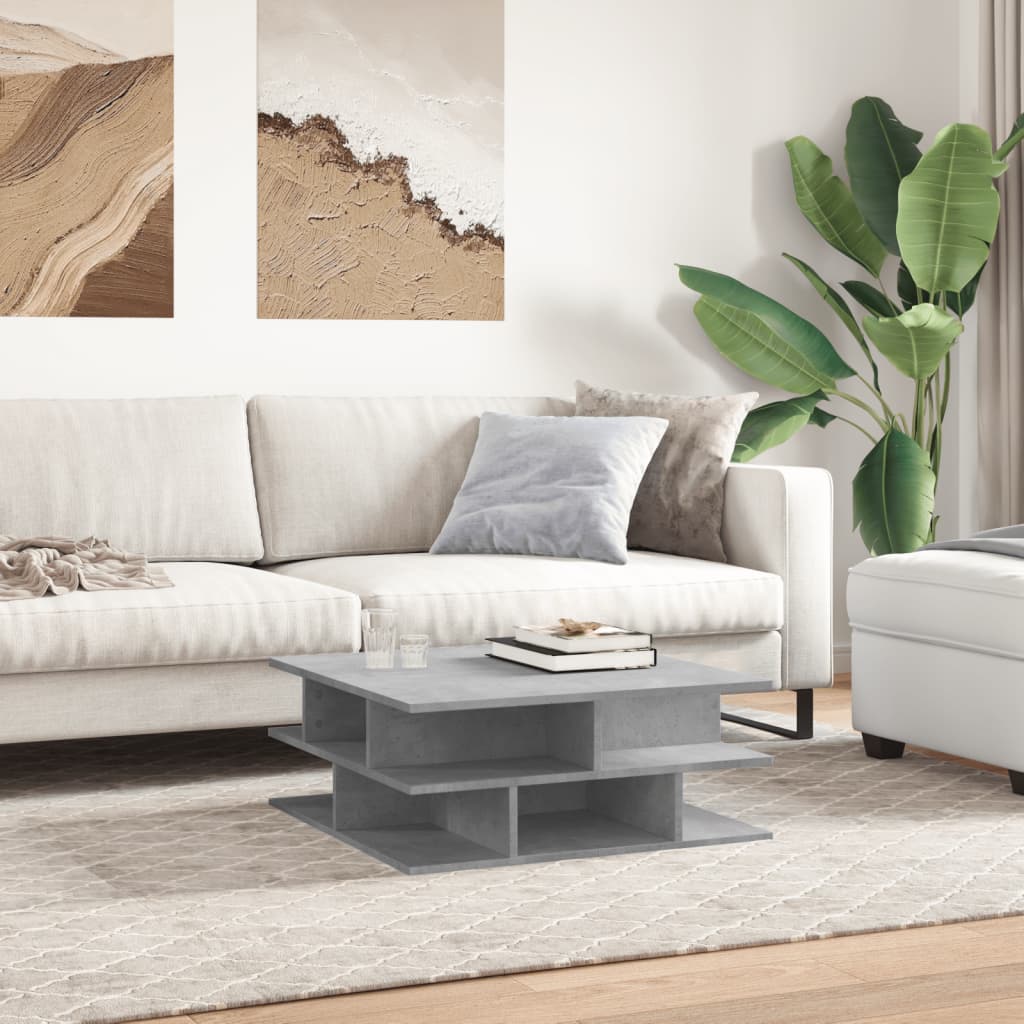 Table basse gris béton 70x70x29 cm bois d’ingénierie - Tables basses
