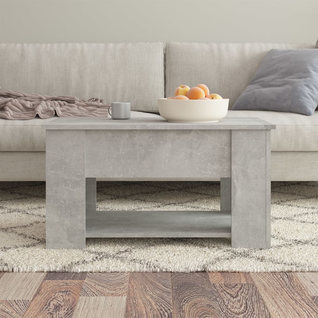 Table basse gris béton 79x49x41 cm bois d’ingénierie - Tables basses