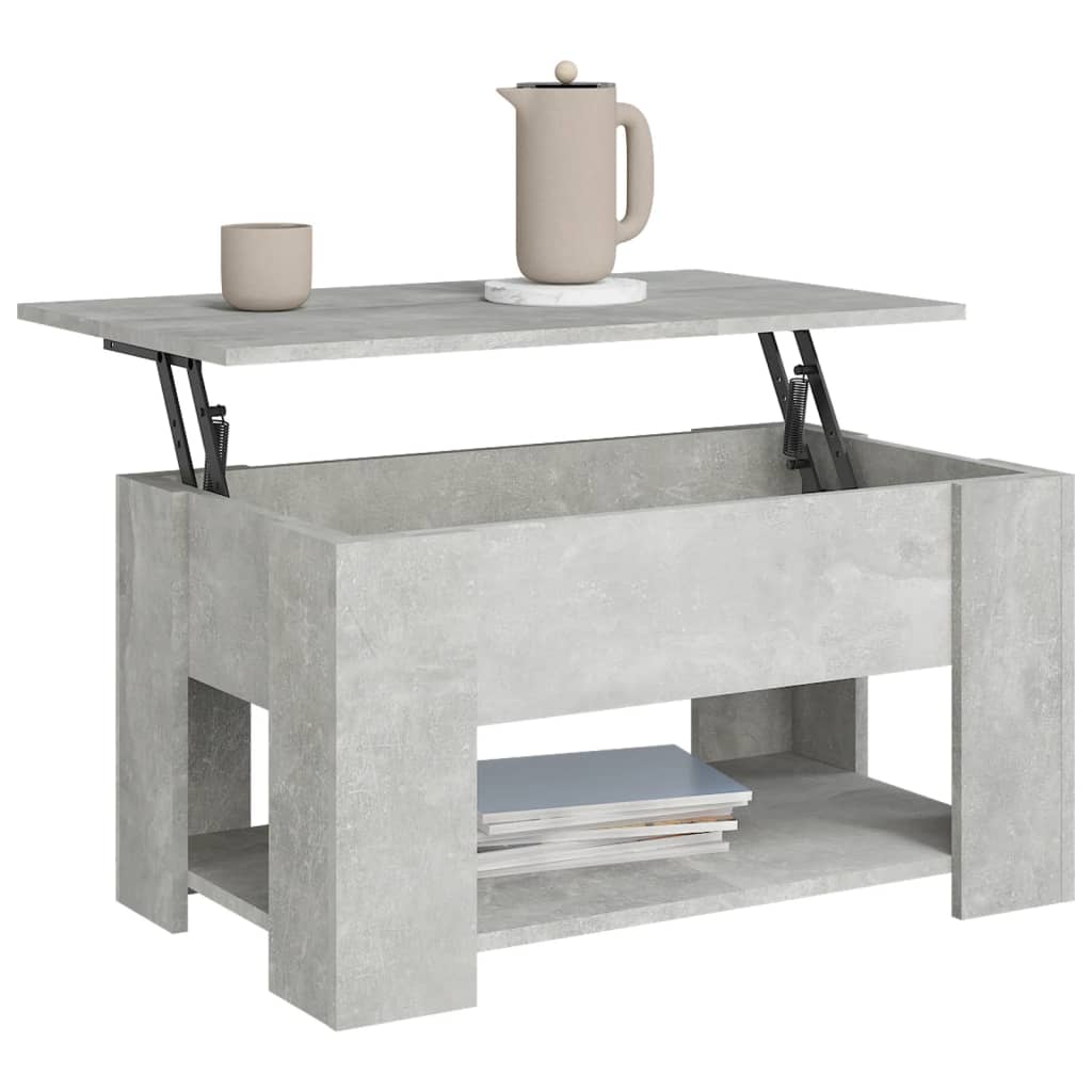 Table basse gris béton 79x49x41 cm bois d’ingénierie - Tables basses