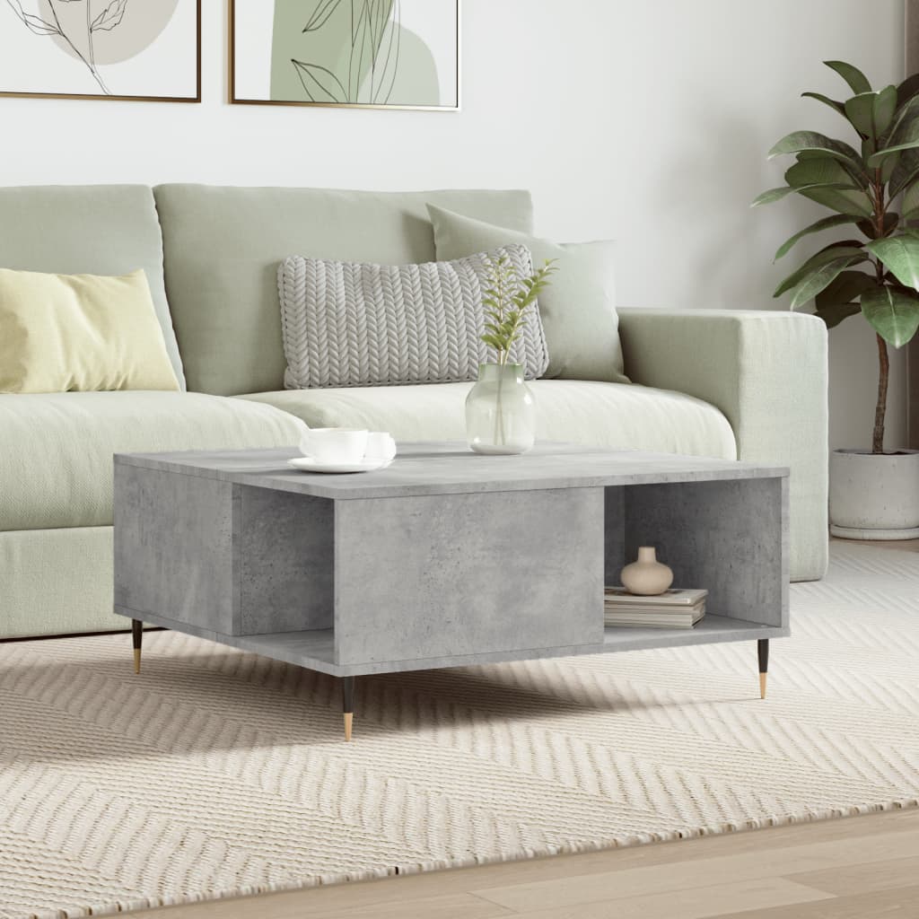 Table basse gris béton 80x80x36,5 cm bois d’ingénierie - Tables basses