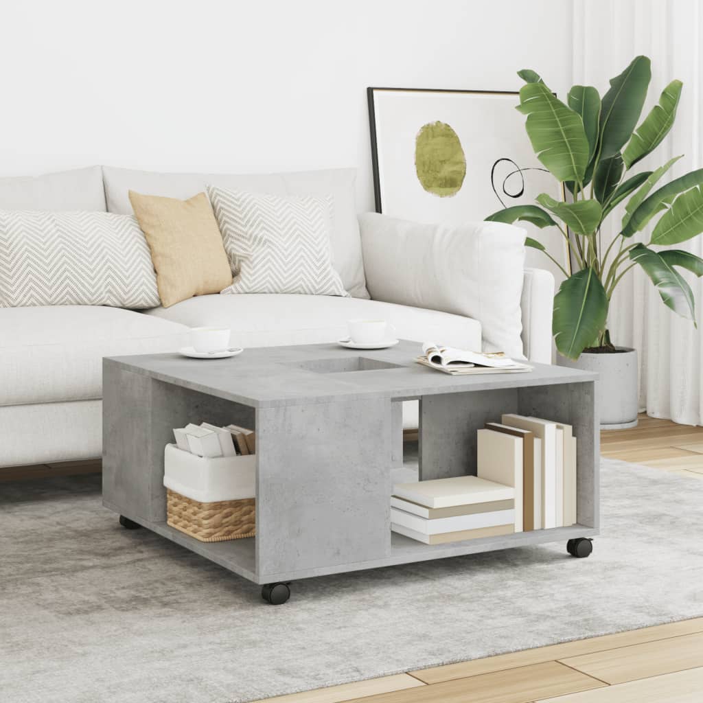 Table basse gris béton 80x80x40 cm bois d’ingénierie - Tables basses