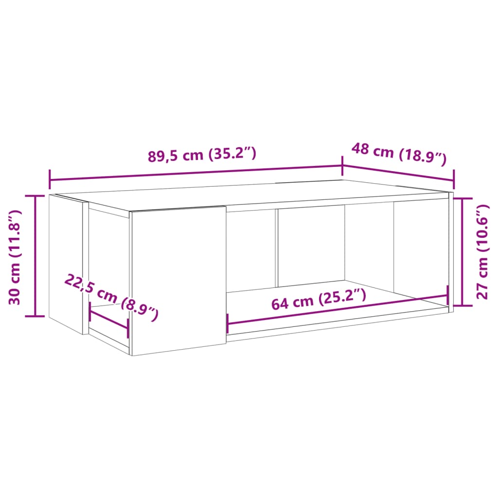 Table basse gris béton 89,5x48x30 cm bois d’ingénierie - Tables basses