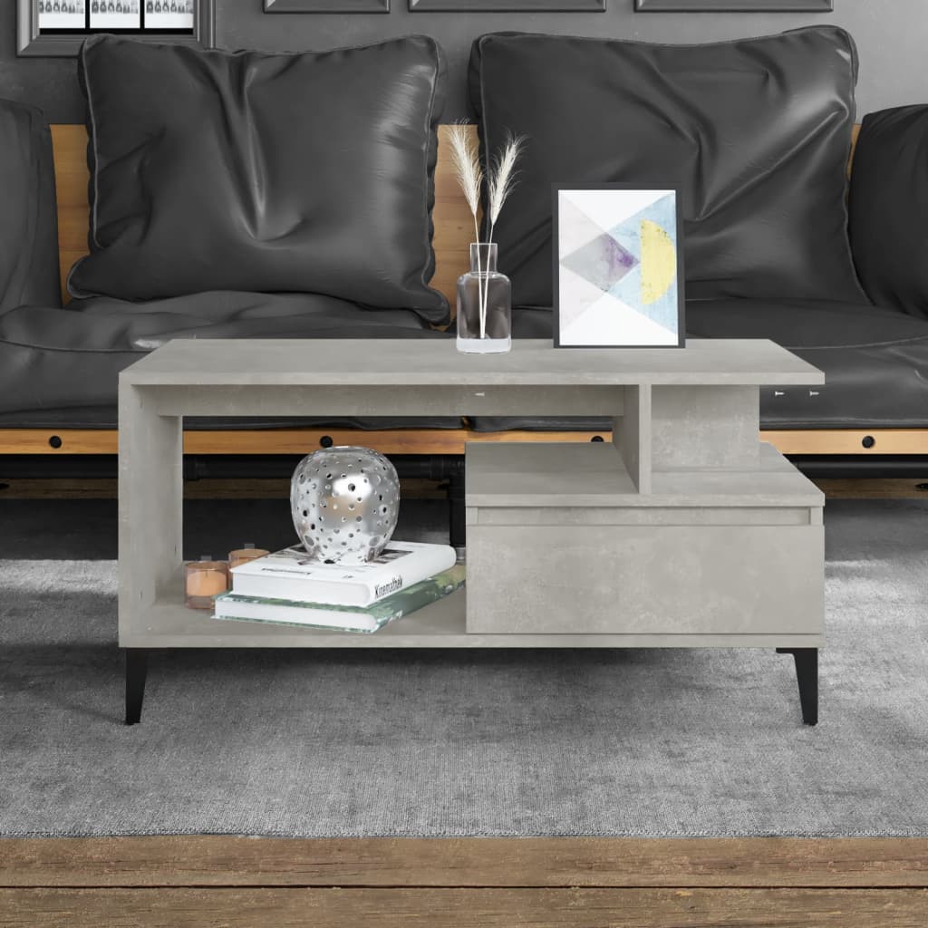 Table basse Gris béton 90x49x45 cm Bois d’ingénierie - Tables basses