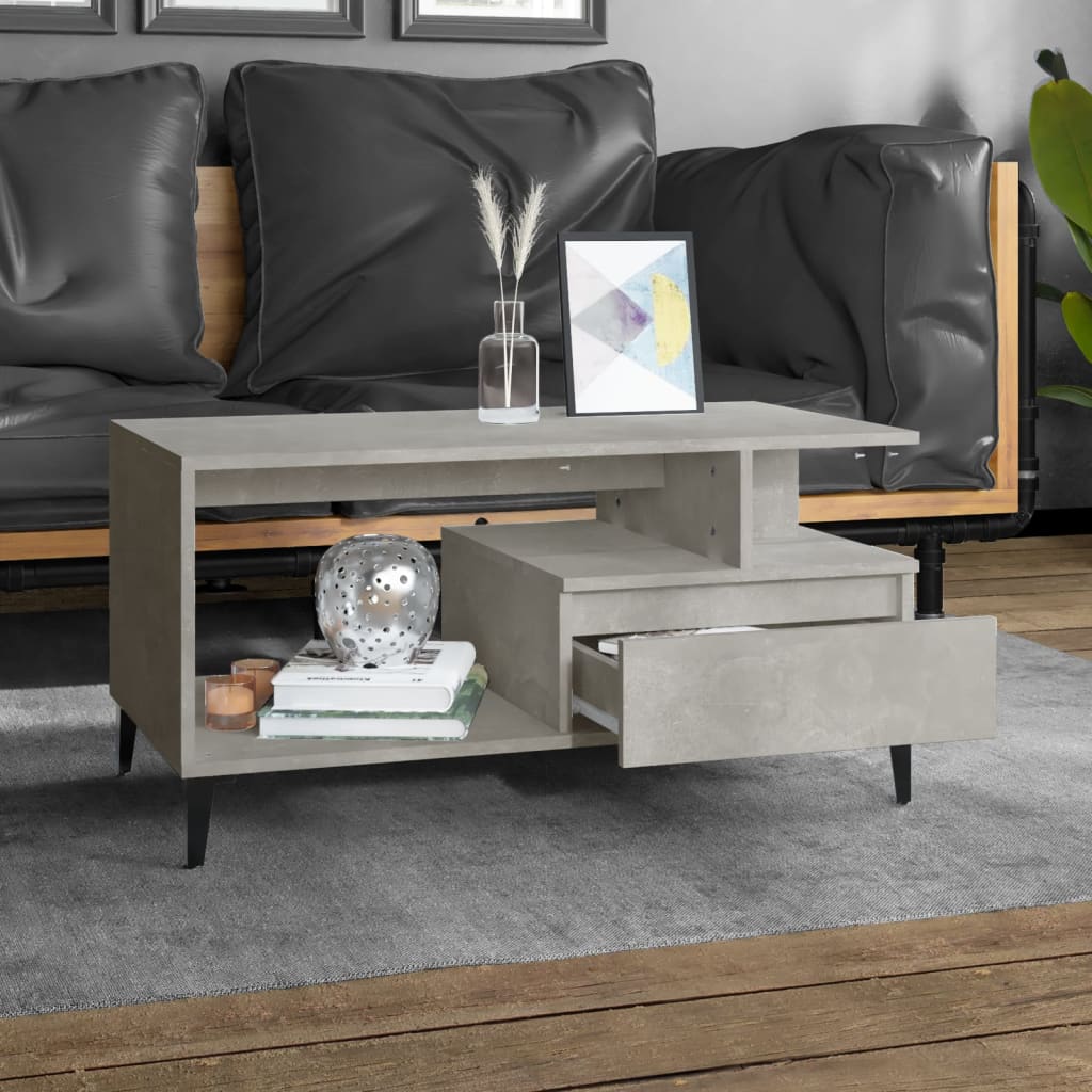 Table basse Gris béton 90x49x45 cm Bois d’ingénierie - Tables basses