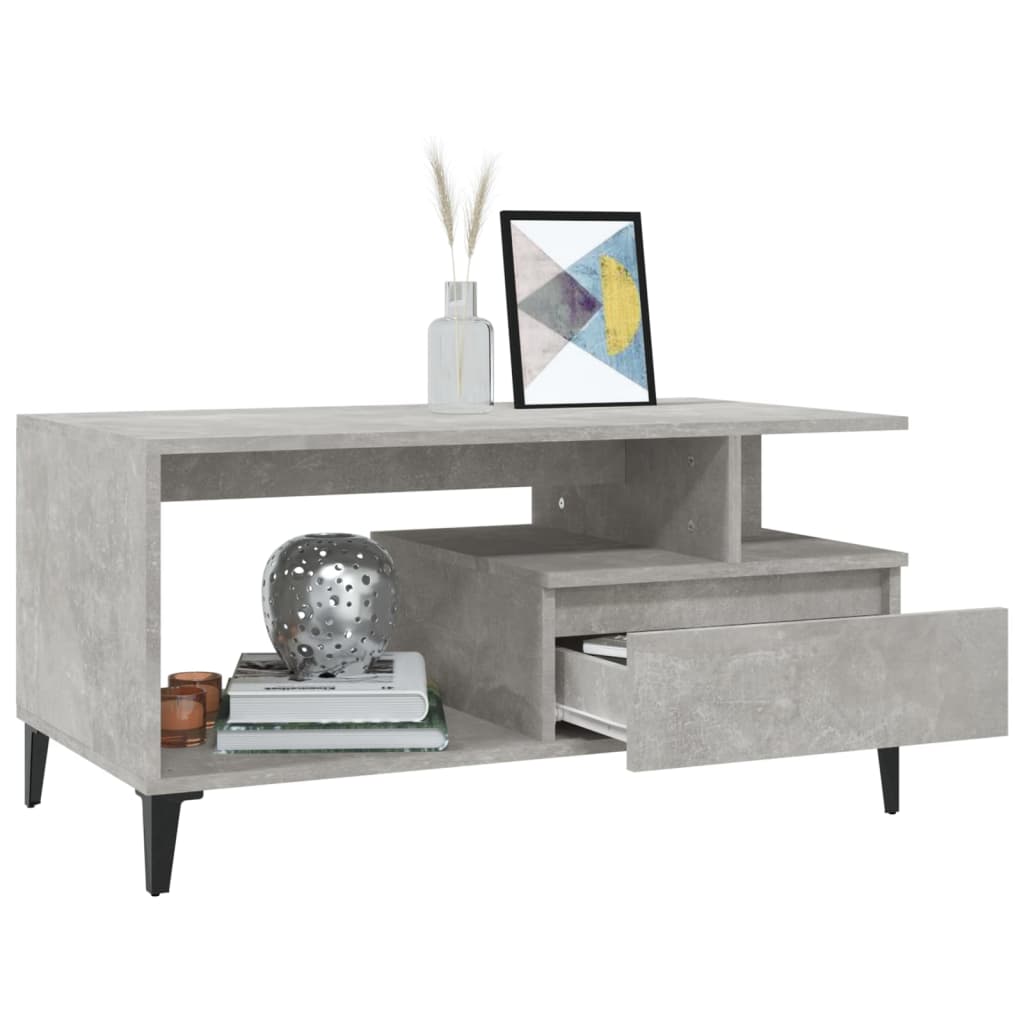 Table basse Gris béton 90x49x45 cm Bois d’ingénierie - Tables basses