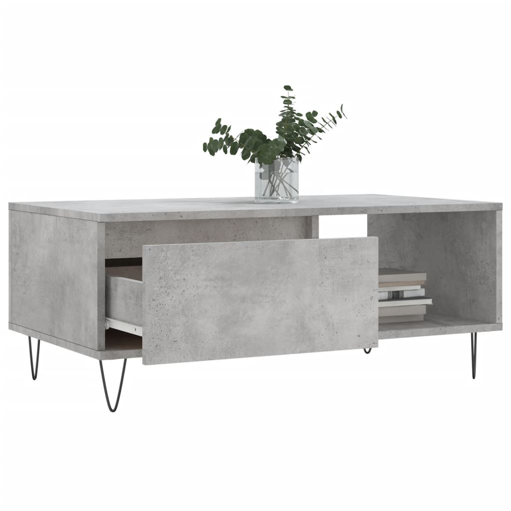 Table basse Gris béton 90x50x36,5 cm Bois d’ingénierie - Tables basses