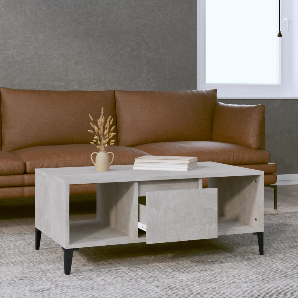 Table basse Gris béton 90x50x36,5 cm Bois d’ingénierie - Tables basses