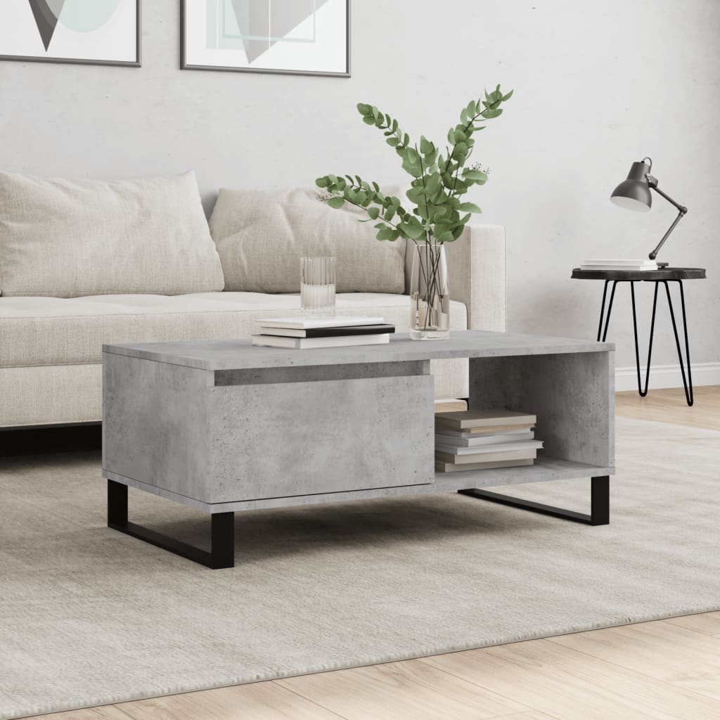 Table basse Gris béton 90x50x36,5 cm Bois d’ingénierie - Tables basses