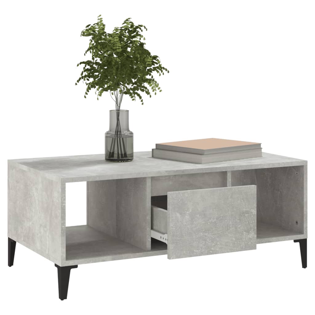 Table basse Gris béton 90x50x36,5 cm Bois d’ingénierie - Tables basses
