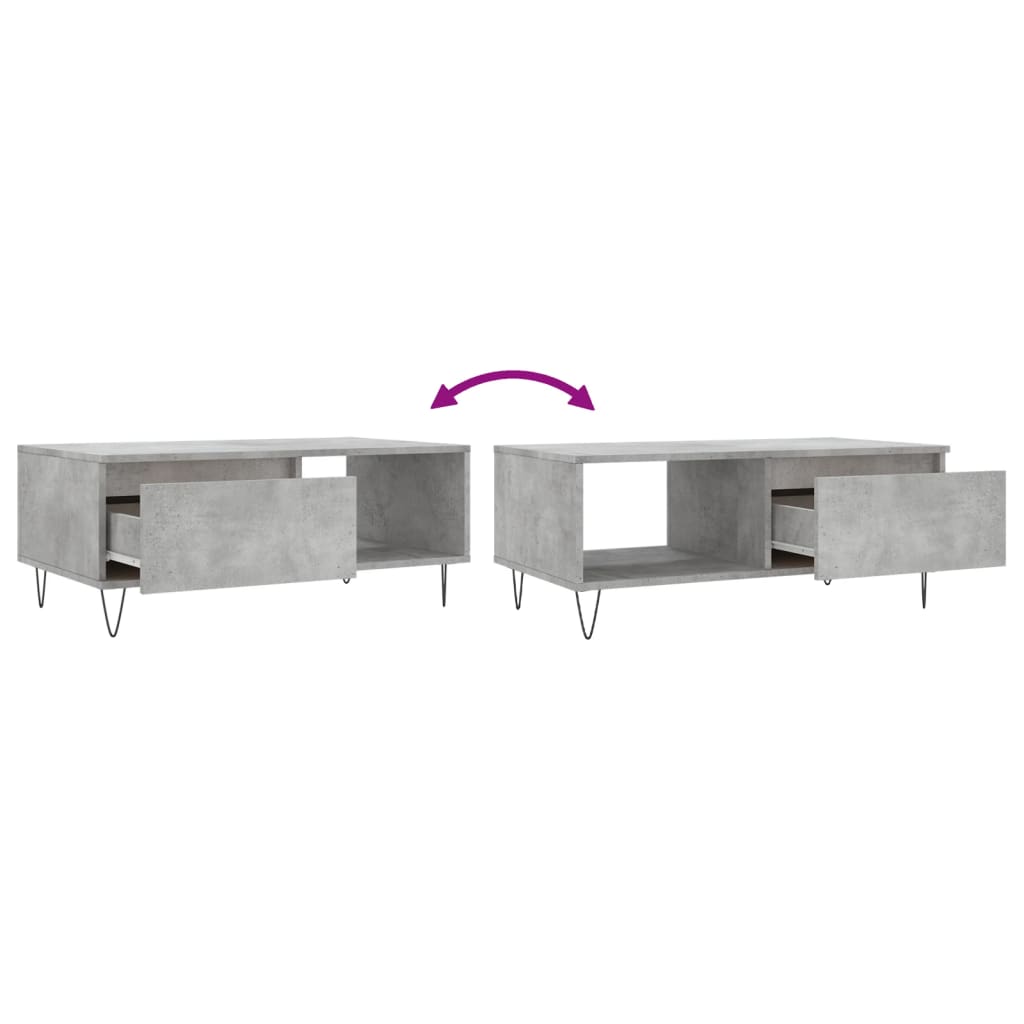 Table basse Gris béton 90x50x36,5 cm Bois d’ingénierie - Tables basses