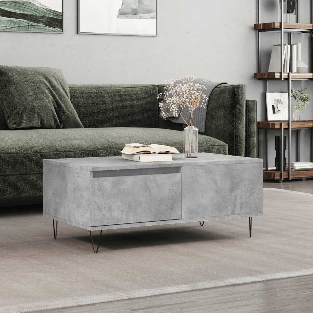 Table basse Gris béton 90x50x36,5 cm Bois d’ingénierie - Tables basses