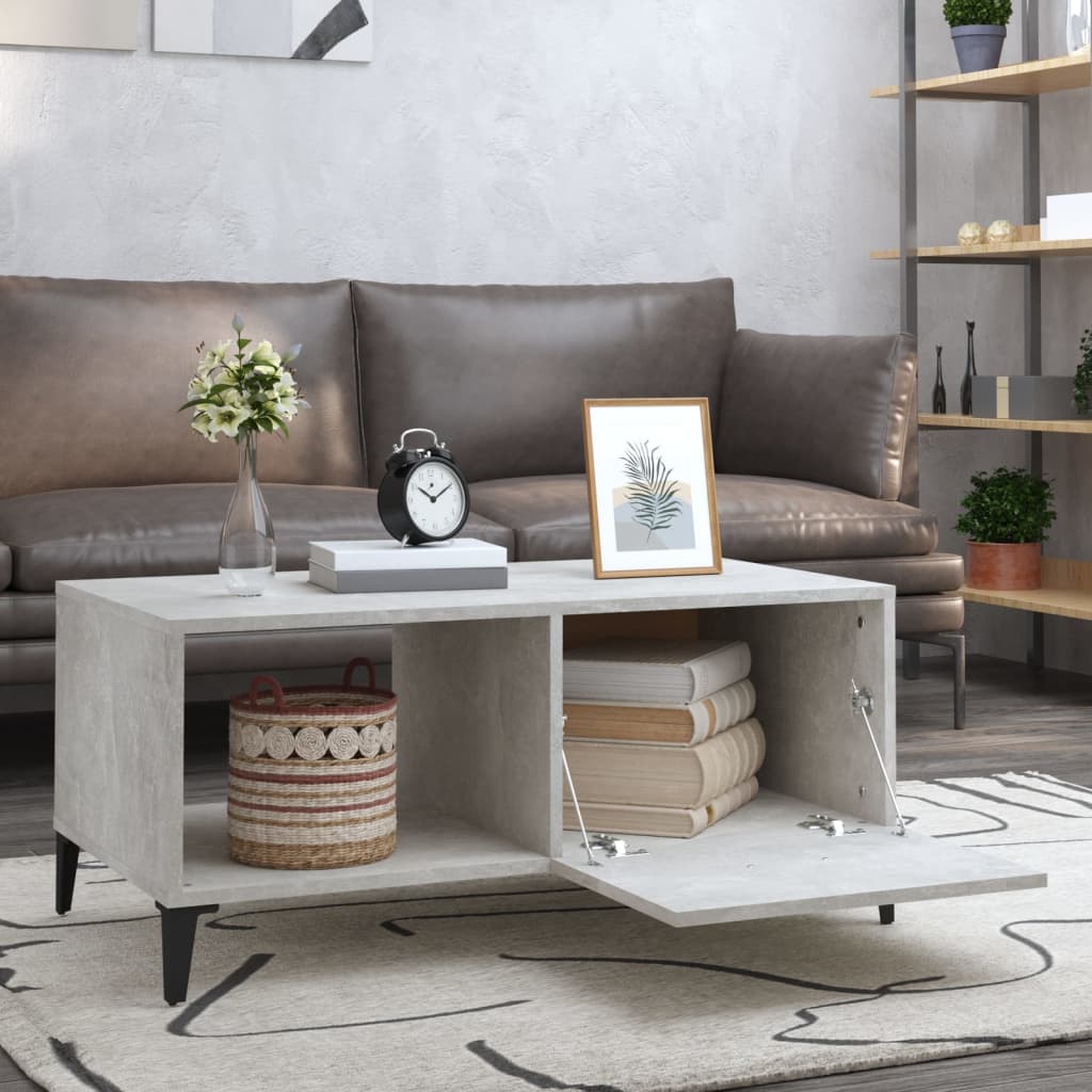 Table basse gris béton 90x50x40 cm bois d’ingénierie - Tables basses