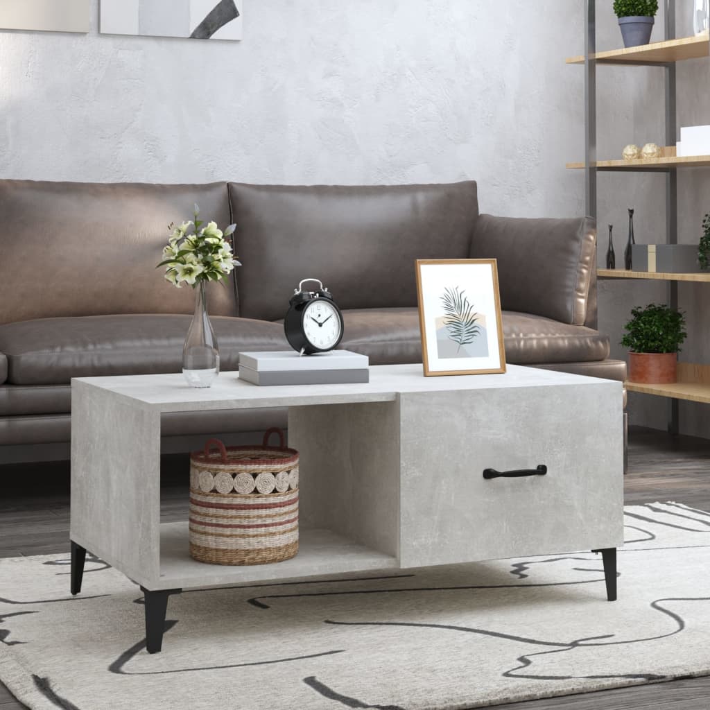 Table basse gris béton 90x50x40 cm bois d’ingénierie - Tables basses