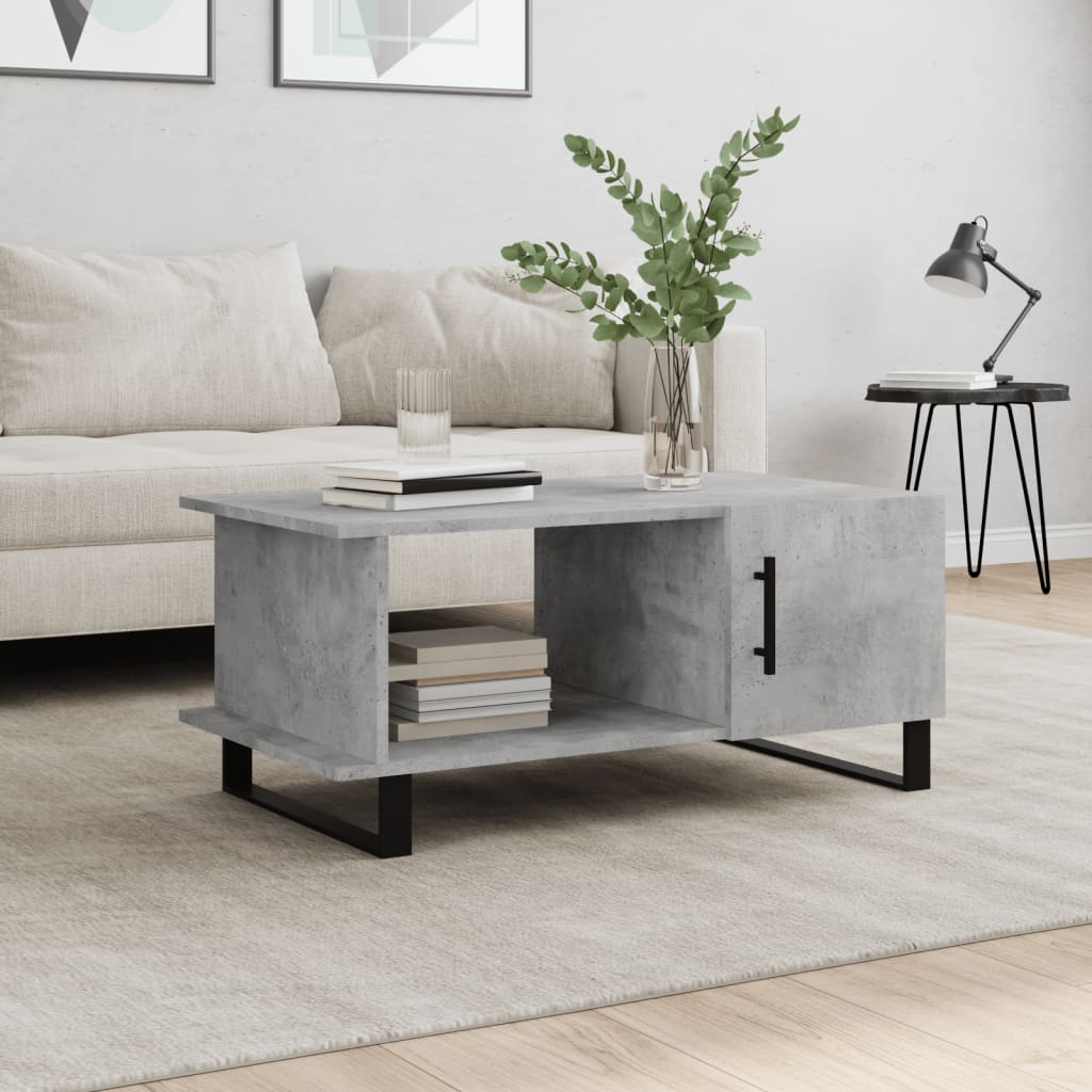 Table basse gris béton 90x50x40 cm bois d’ingénierie - Tables basses