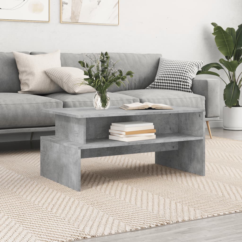 Table basse gris béton 90x55x42,5 cm bois d’ingénierie - Tables basses