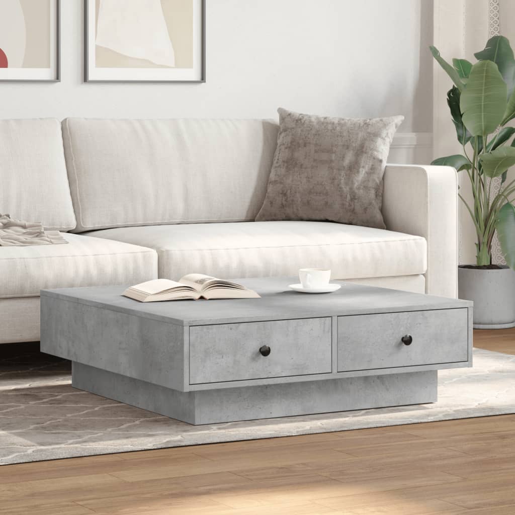 Table basse Gris béton 90x90x28 cm Aggloméré - Tables basses