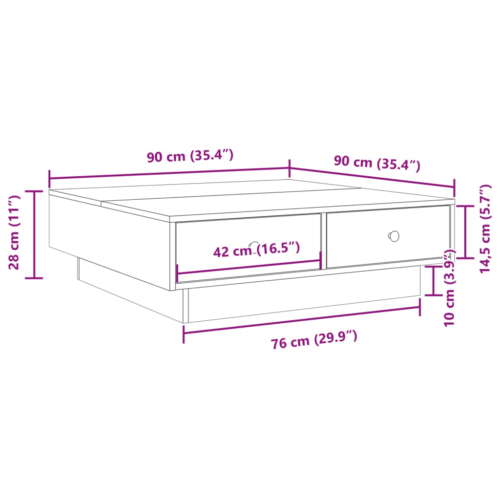 Table basse Gris béton 90x90x28 cm Aggloméré - Tables basses