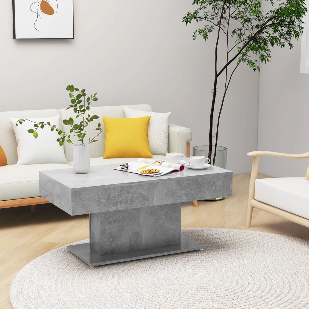 Table basse gris béton 96x50x45 cm bois d’ingénierie - Tables basses
