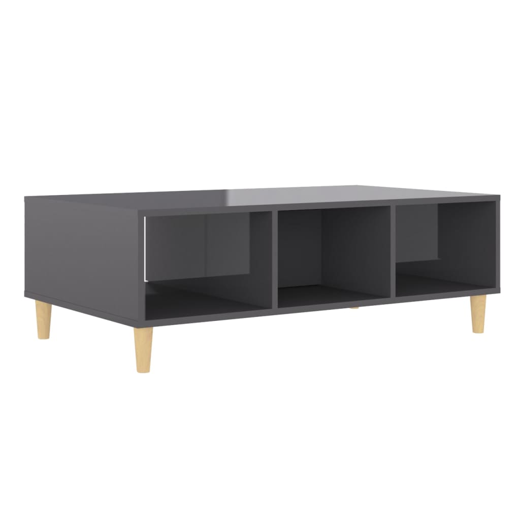 Table basse gris brillant 103,5x60x35 cm bois d’ingénierie - Tables basses