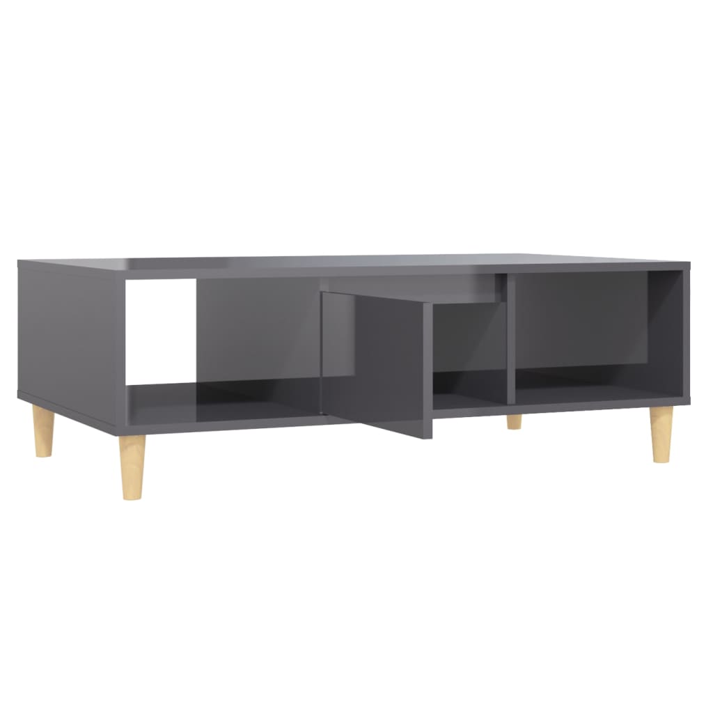 Table basse gris brillant 103,5x60x35 cm bois d’ingénierie - Tables basses