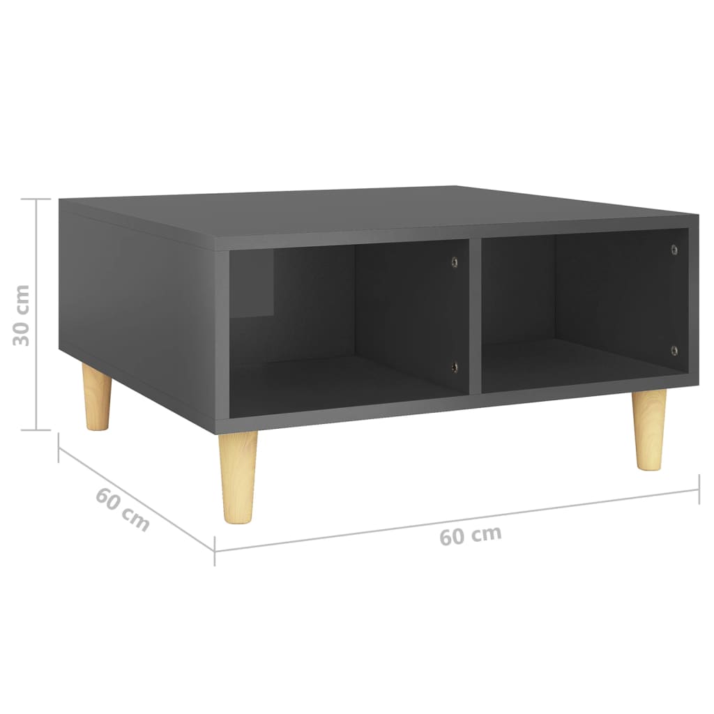 Table basse gris brillant 60x60x30 cm bois d’ingénierie - Tables basses