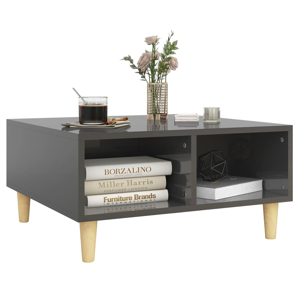 Table basse gris brillant 60x60x30 cm bois d’ingénierie - Tables basses