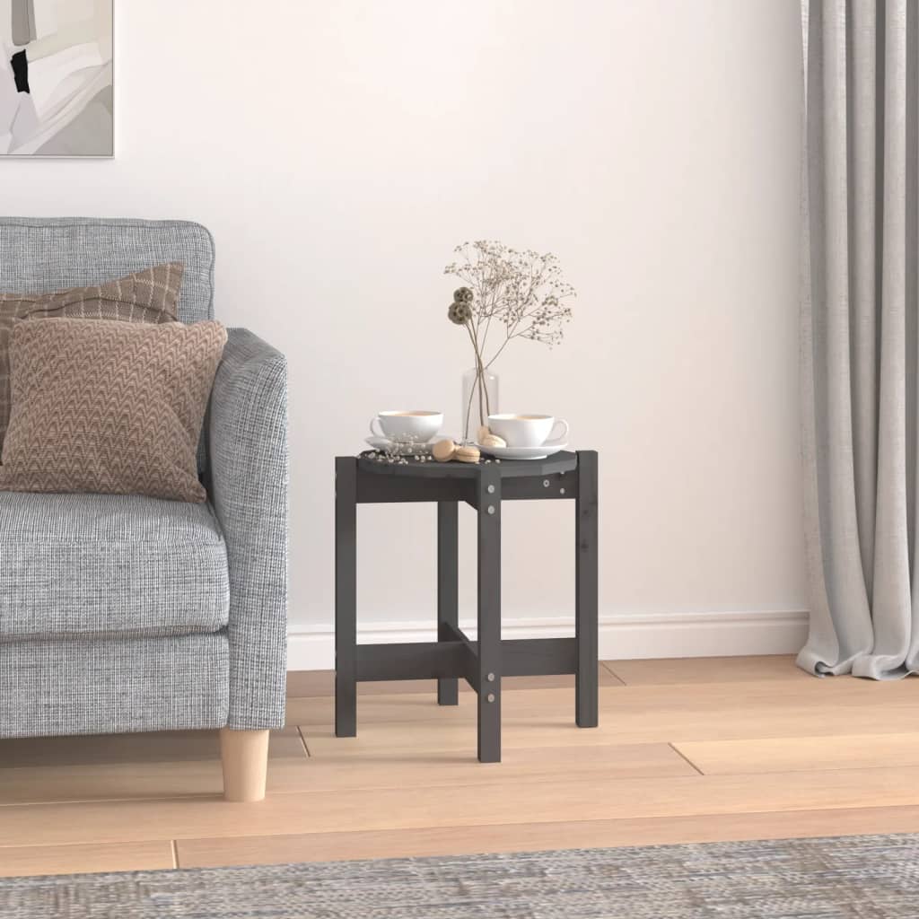 Table basse Gris Ø 42,5x45 cm Bois massif de pin - Tables basses