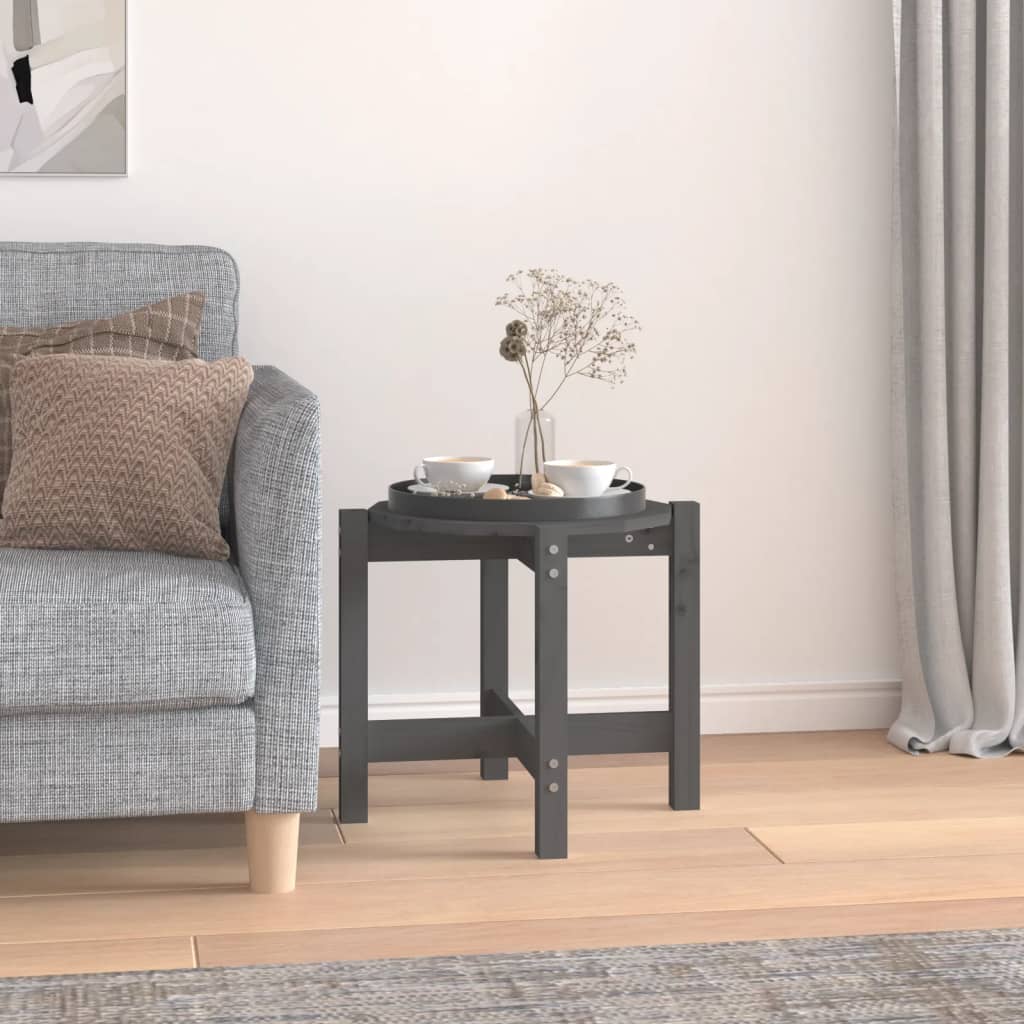 Table basse Gris Ø 52,5x45 cm Bois massif de pin - Tables basses