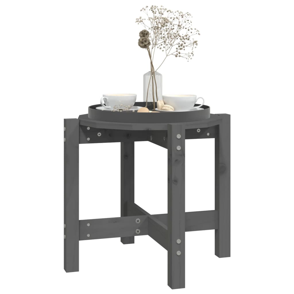 Table basse Gris Ø 52,5x45 cm Bois massif de pin - Tables basses