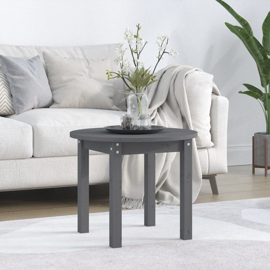 Table basse Gris Ø 55x45 cm Bois massif de pin - Tables basses