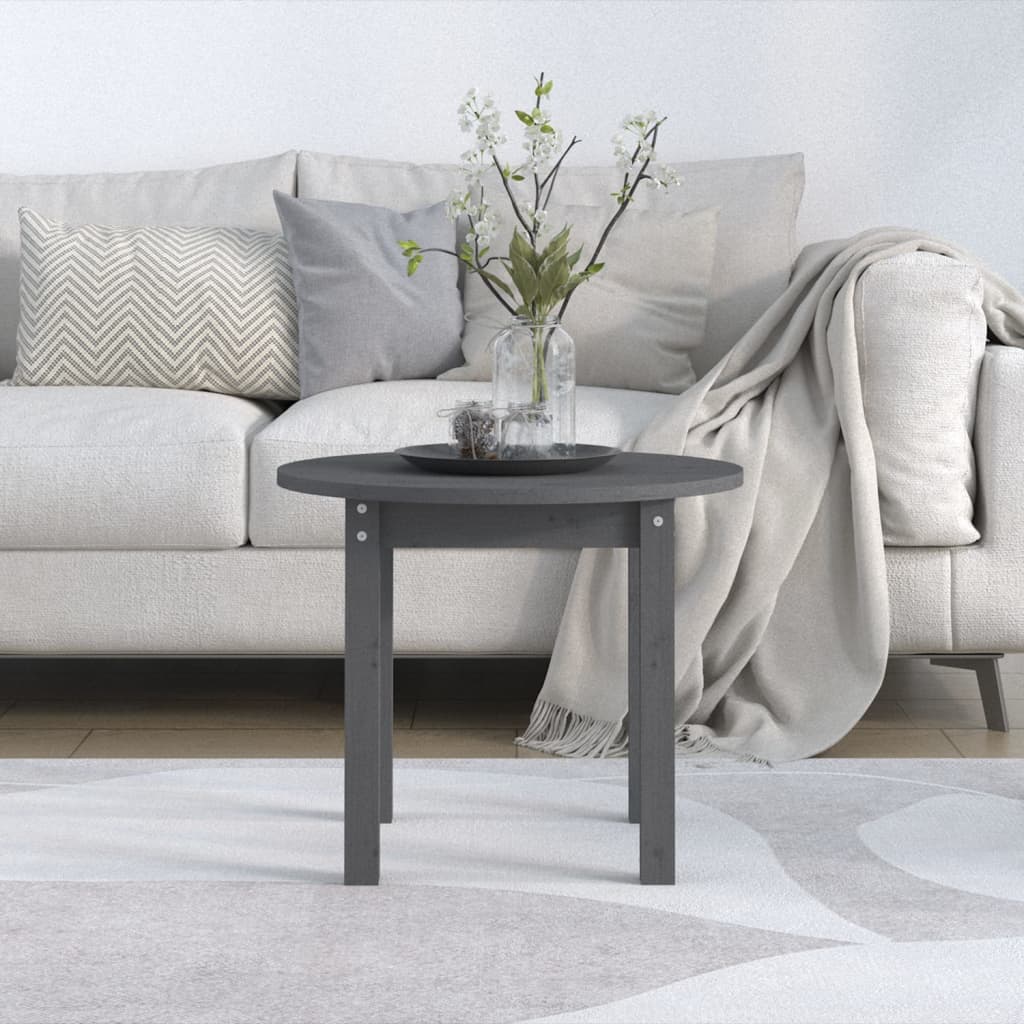 Table basse Gris Ø 55x45 cm Bois massif de pin - Tables basses