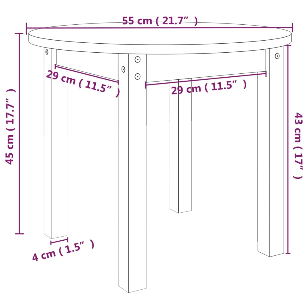 Table basse Gris Ø 55x45 cm Bois massif de pin - Tables basses