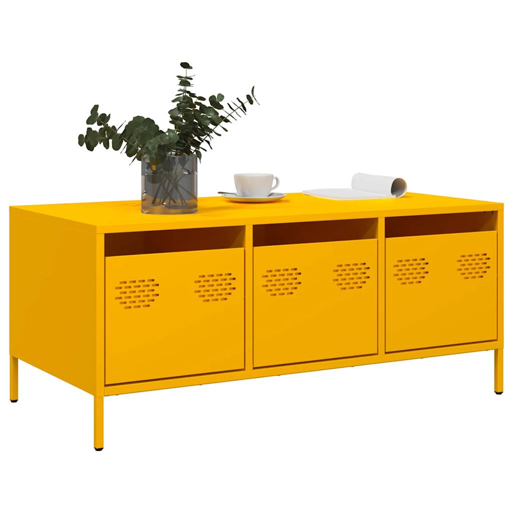 Table basse jaune moutarde 101,5x50x43,5cm acier laminé à froid - Tables basses