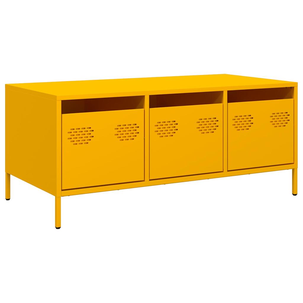 Table basse jaune moutarde 101,5x50x43,5cm acier laminé à froid - Tables basses