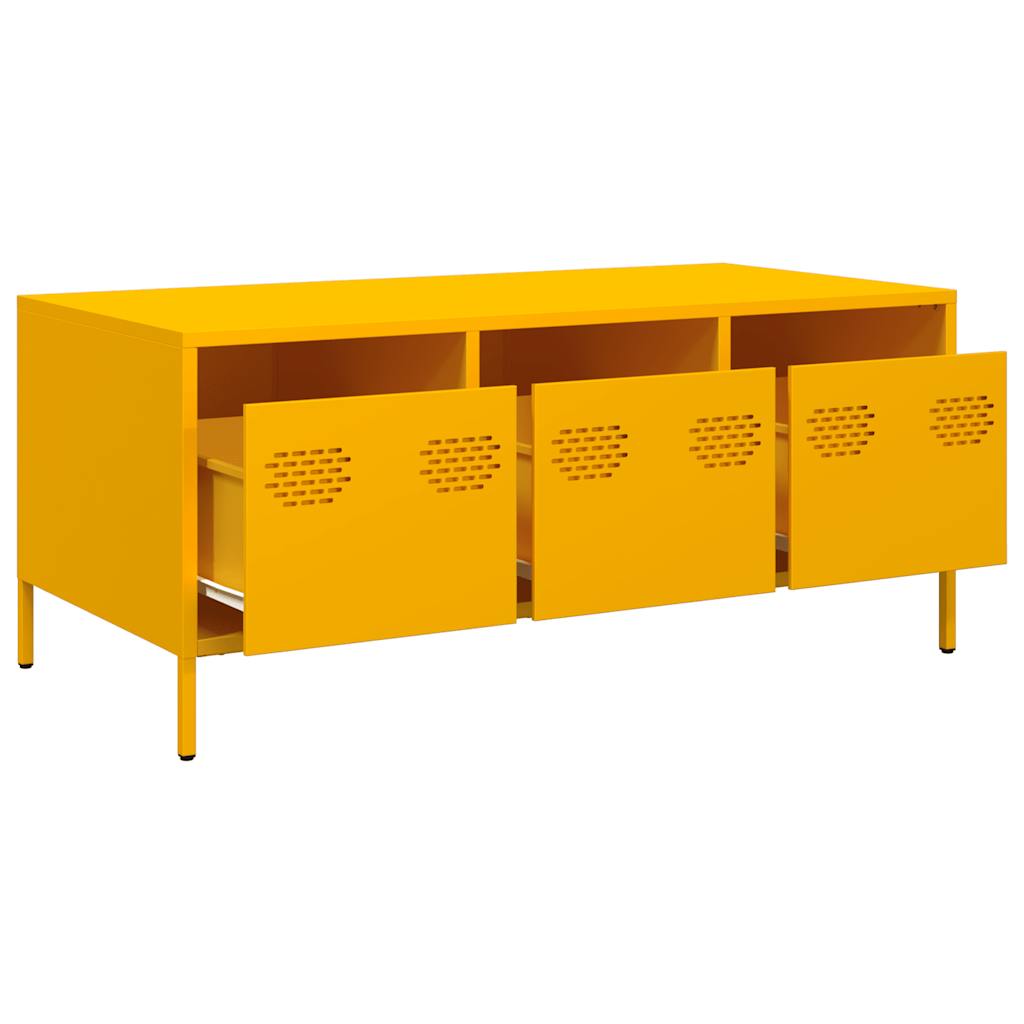 Table basse jaune moutarde 101,5x50x43,5cm acier laminé à froid - Tables basses