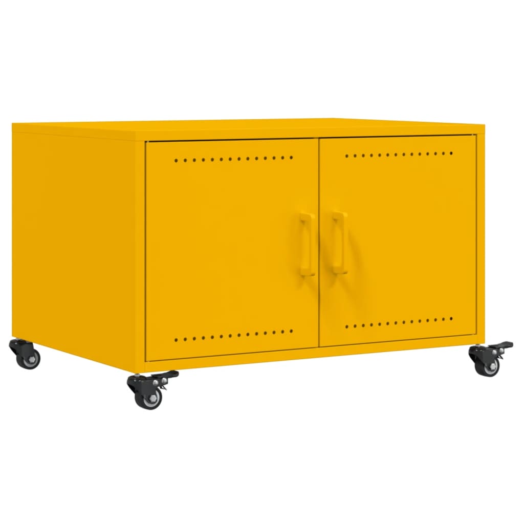 Table basse jaune moutarde 68x50x43,5 cm acier - Tables basses
