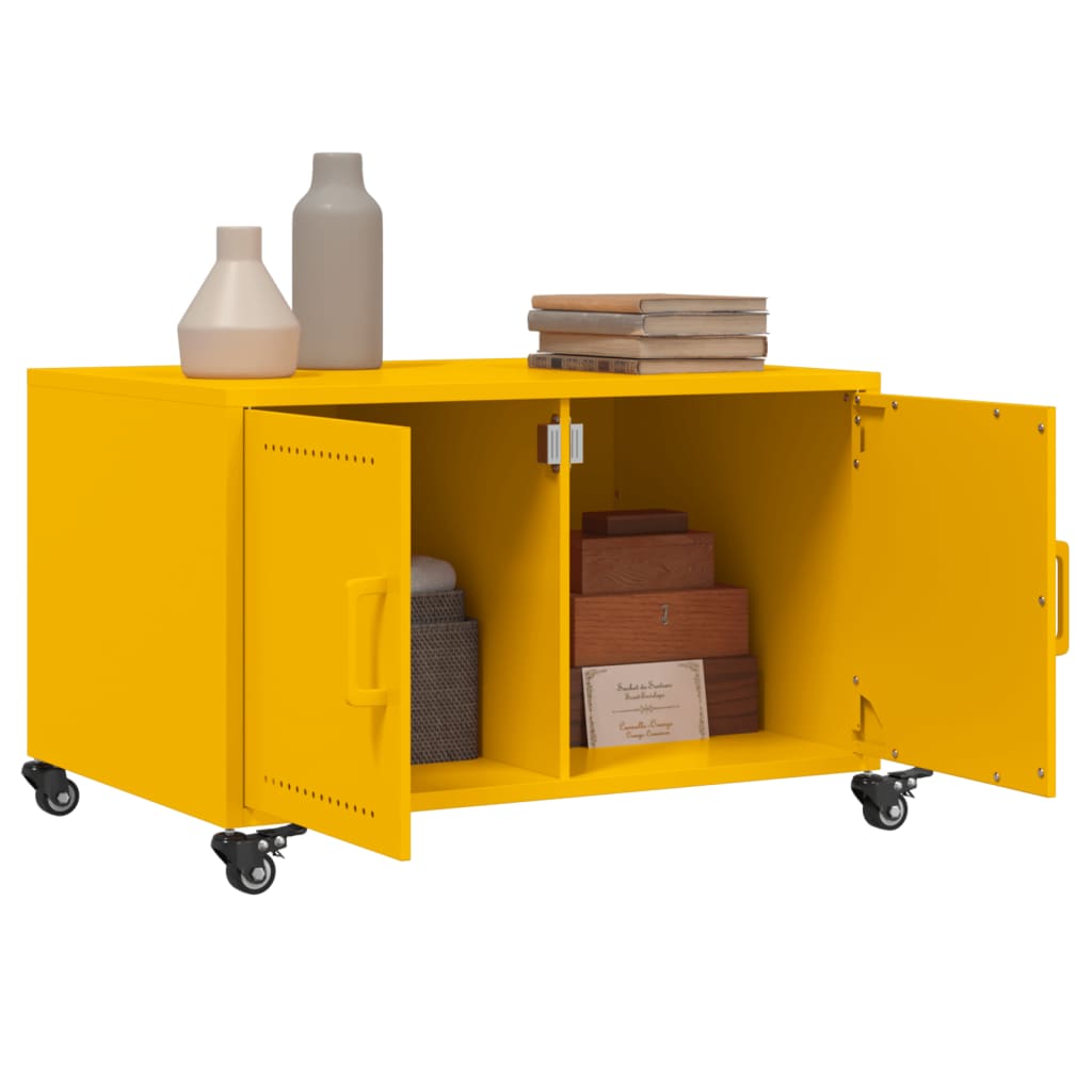 Table basse jaune moutarde 68x50x43,5 cm acier - Tables basses