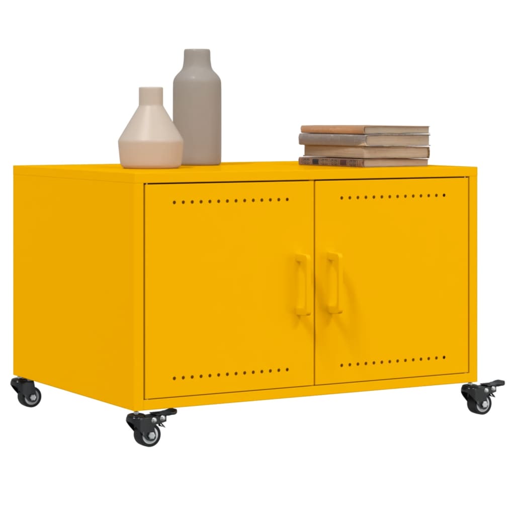 Table basse jaune moutarde 68x50x43,5 cm acier - Tables basses