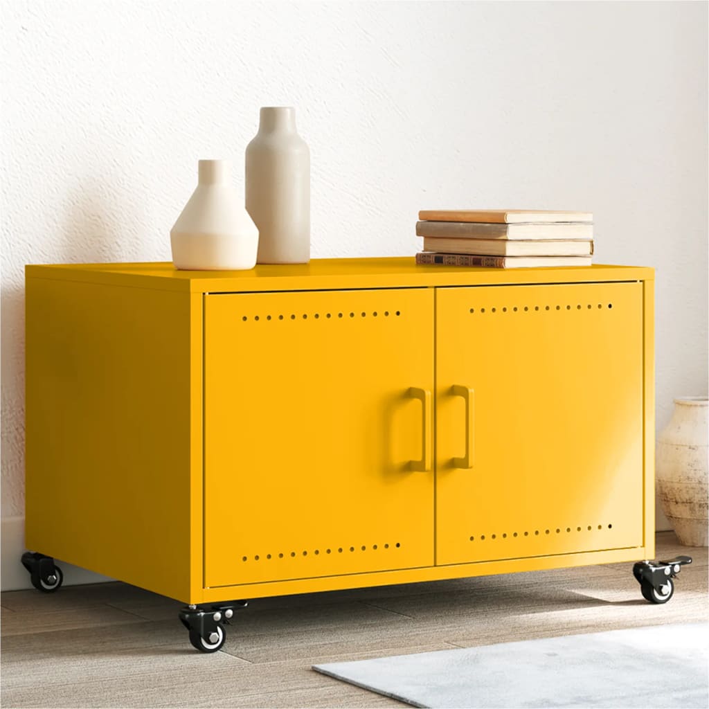 Table basse jaune moutarde 68x50x43,5 cm acier - Tables basses