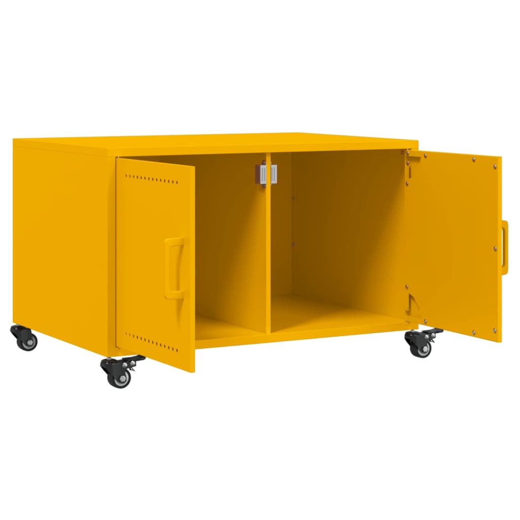 Table basse jaune moutarde 68x50x43,5 cm acier - Tables basses