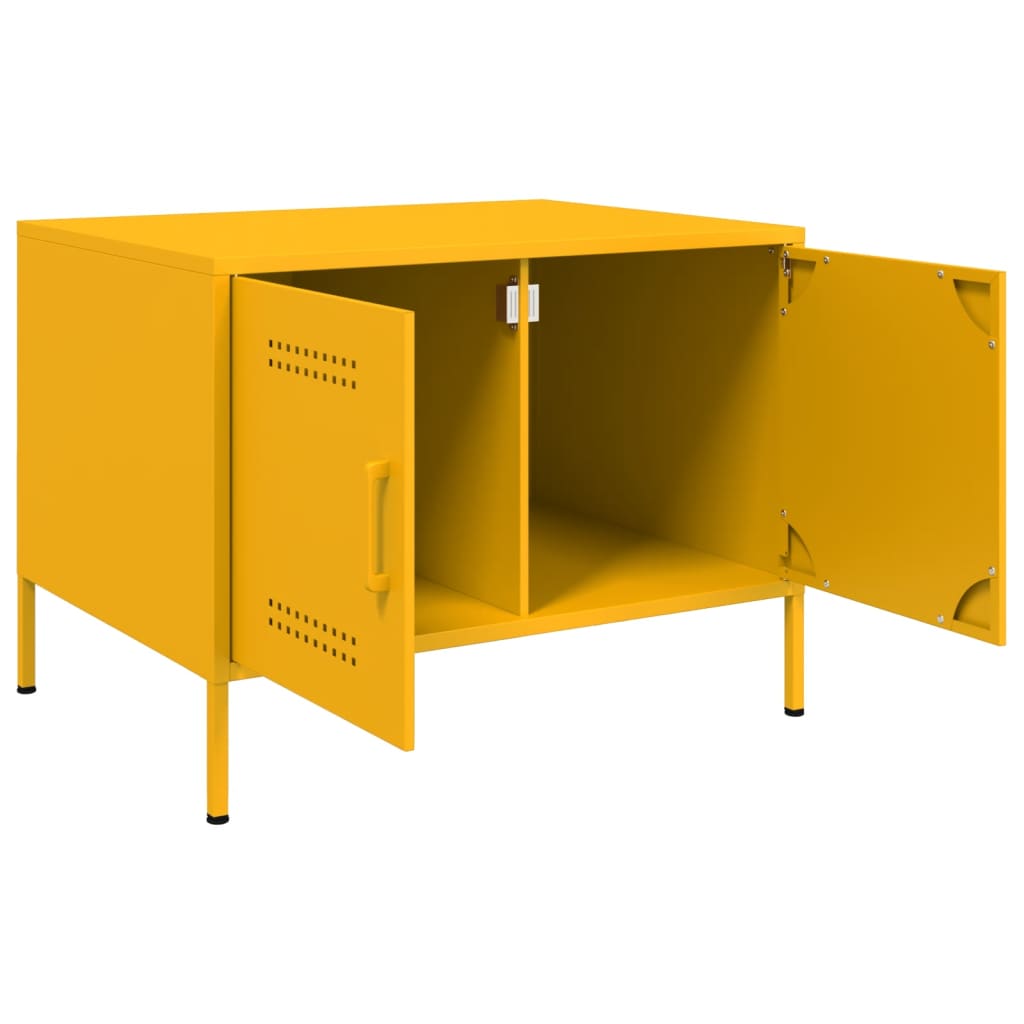Table basse jaune moutarde 68x50x50,5 cm acier - Tables basses