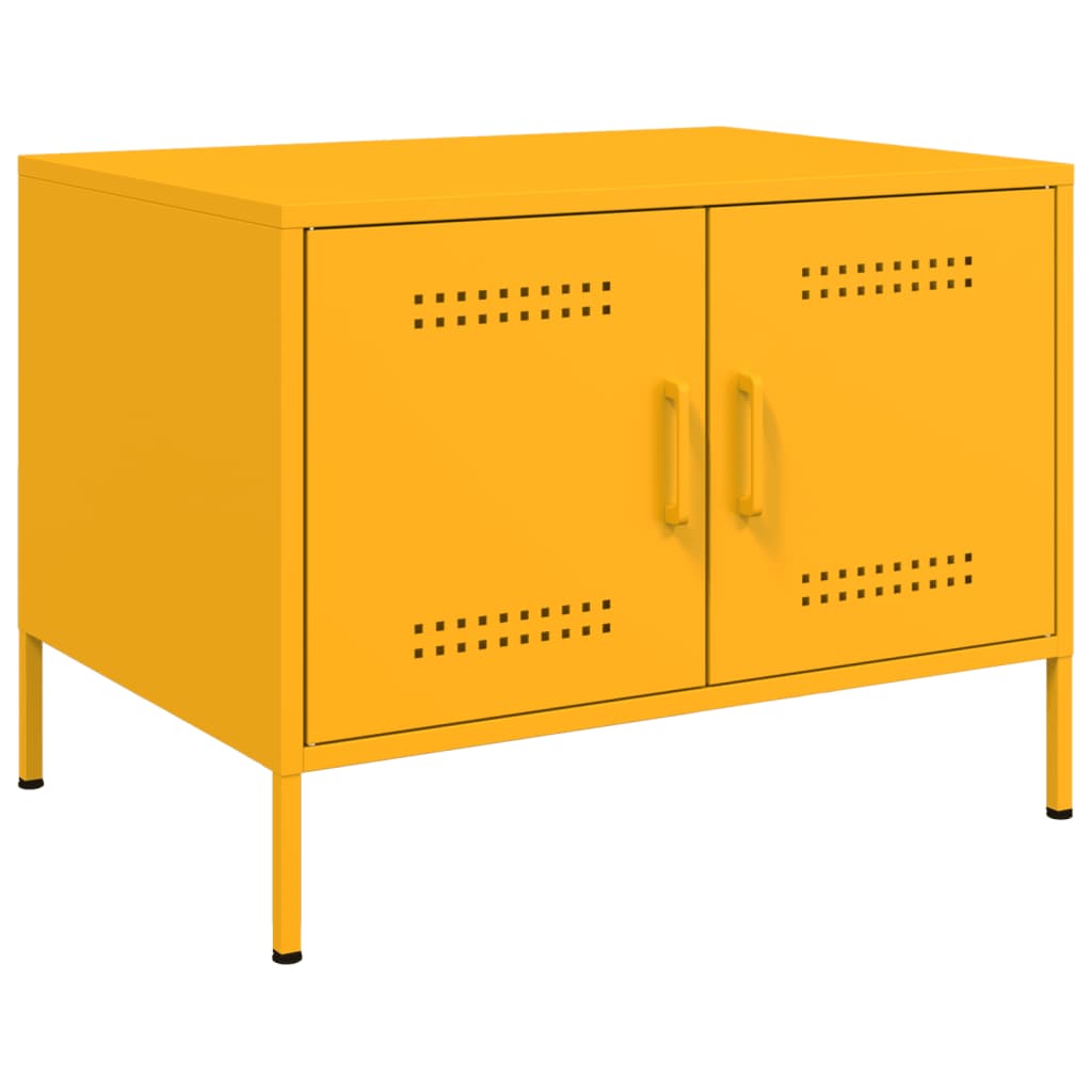 Table basse jaune moutarde 68x50x50,5 cm acier - Tables basses