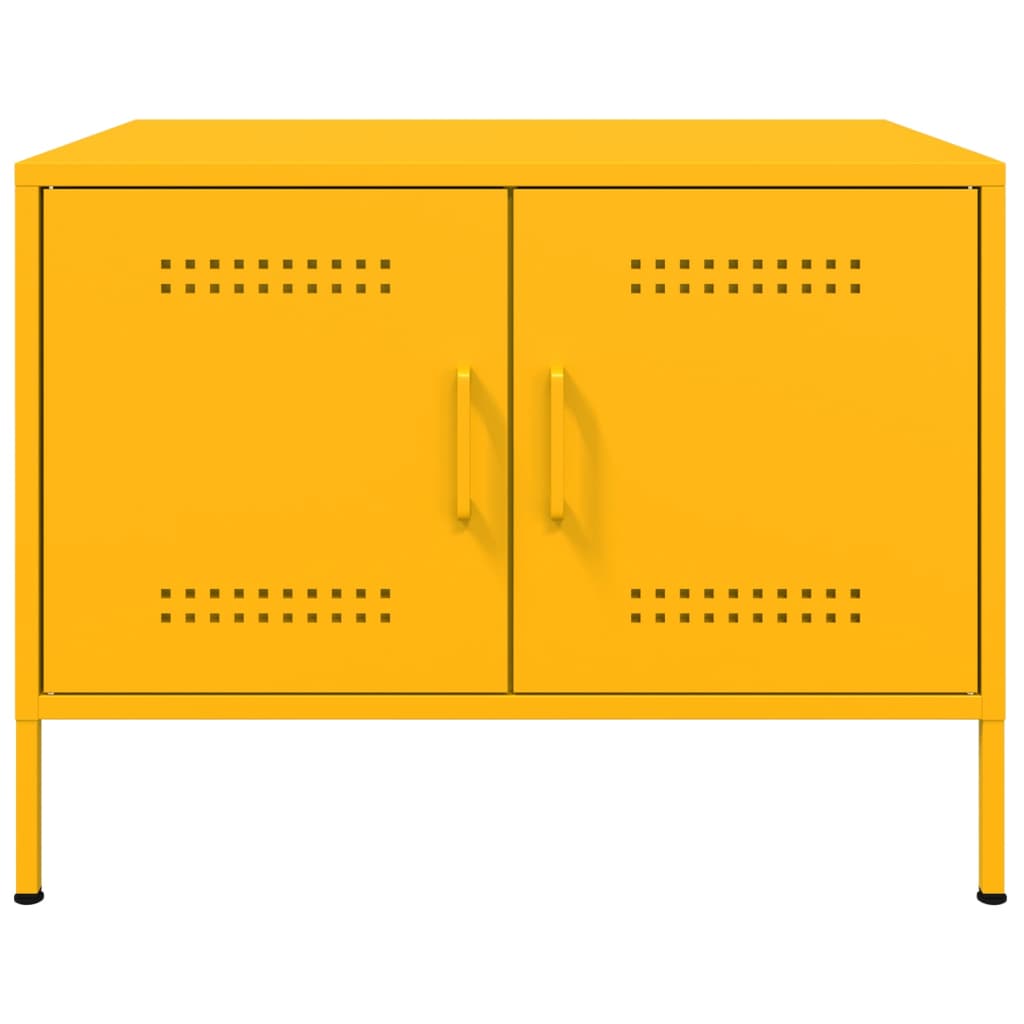 Table basse jaune moutarde 68x50x50,5 cm acier - Tables basses