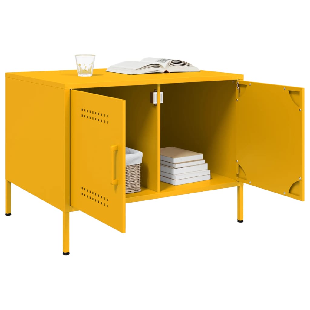 Table basse jaune moutarde 68x50x50,5 cm acier - Tables basses