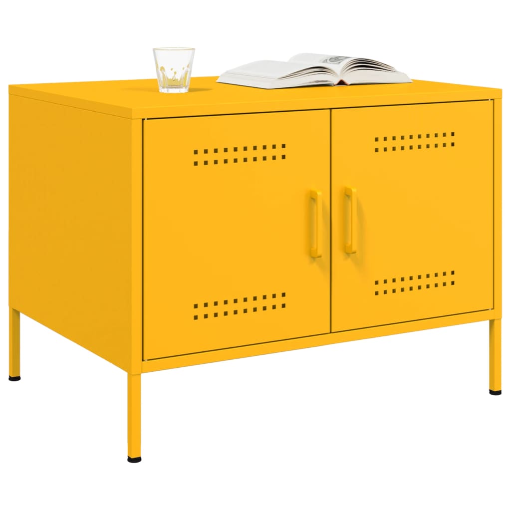 Table basse jaune moutarde 68x50x50,5 cm acier - Tables basses