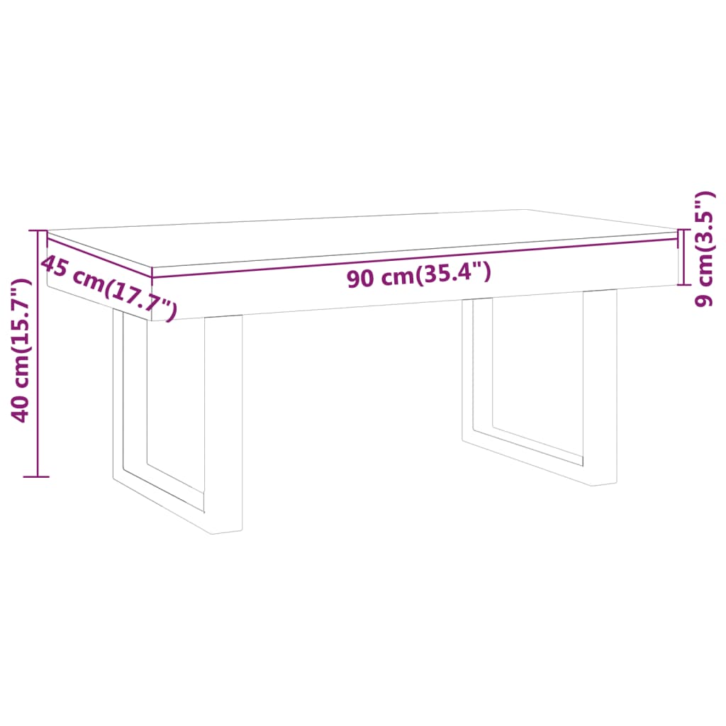 Table basse Marron foncé et noir 90x45x40 cm MDF et fer - Tables basses