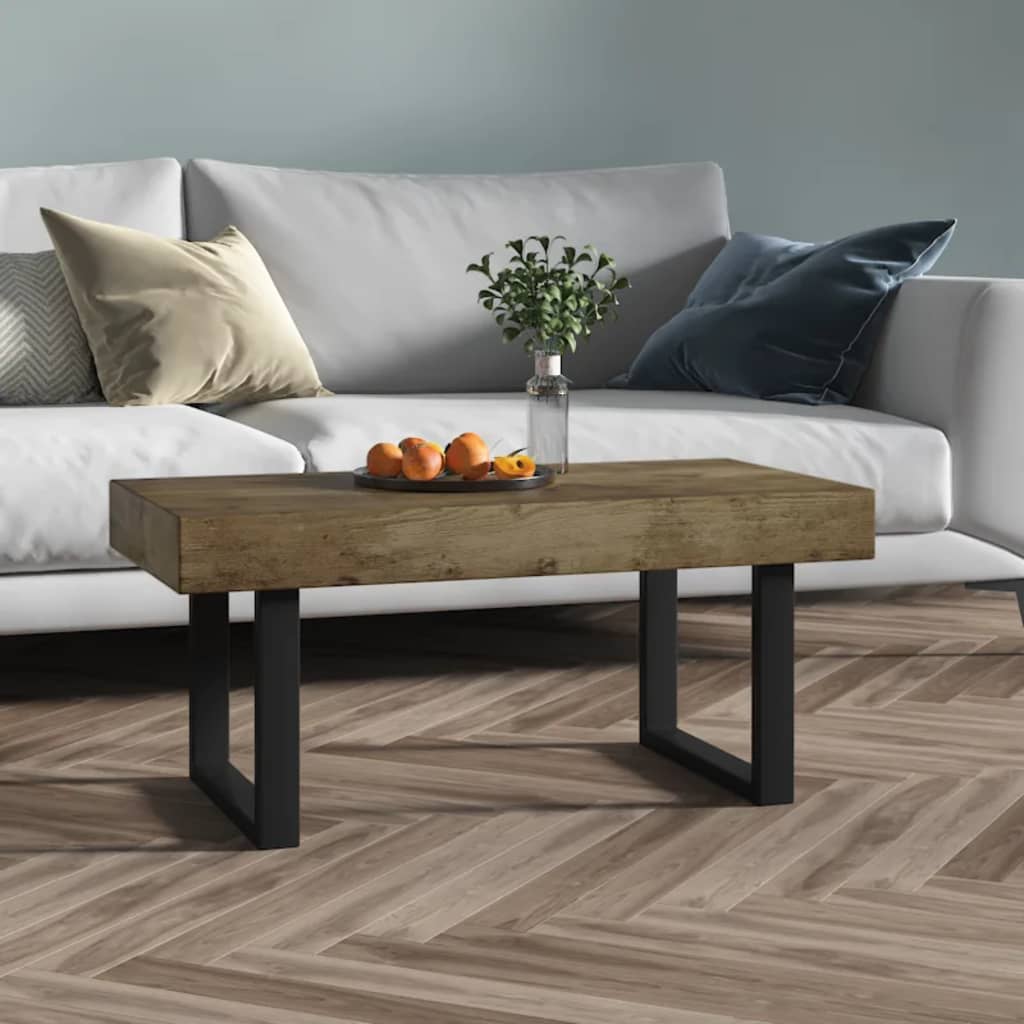 Table basse Marron foncé et noir 90x45x40 cm MDF et fer - Tables basses