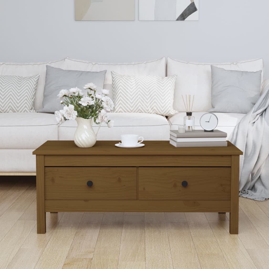 Table basse Marron miel 100x50x40 cm Bois massif de pin - Tables basses