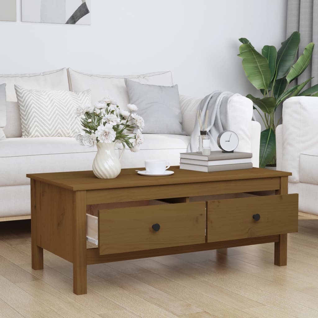 Table basse Marron miel 100x50x40 cm Bois massif de pin - Tables basses